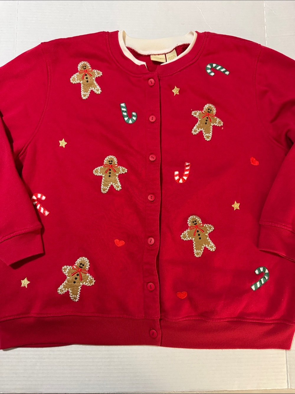 Women's Vintage Christmas Gingerbread Embroidered Cardigan Sweater 199